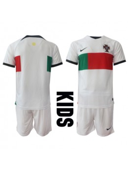 Otroški Nogometna dresi replika Portugalska Gostujoči SP 2022 Kratek rokav (+ hlače)